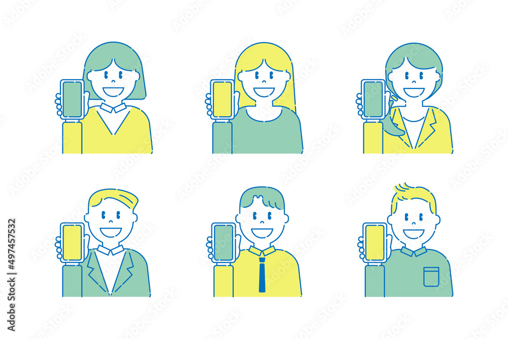 スマートフォンを持っているいろいろな人6 男性 女性 ポップ スマートフォンを持っているいろいろな人6 男性 女性 ポップ