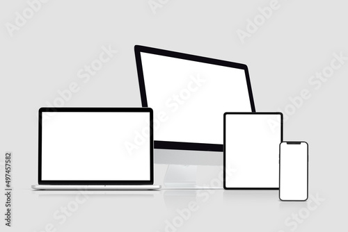 Blank perspective Multidevice Website Mockup photo