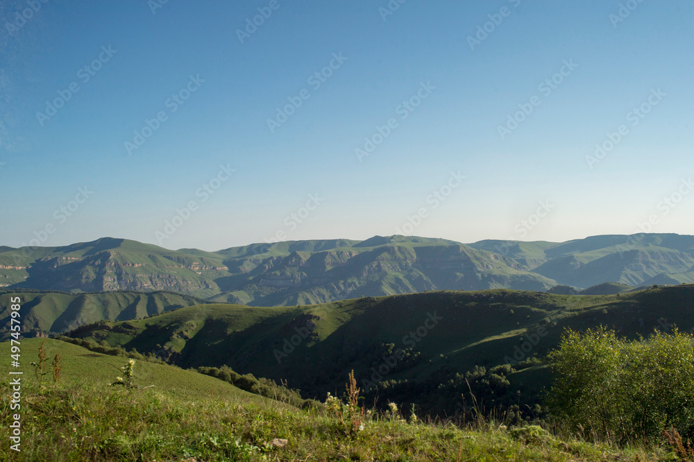 Russia North Caucasus. Mountain peaks. Traveling in the mountains.