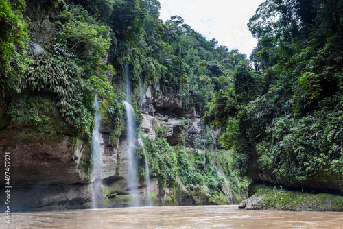 Jungle in the Peruvian Amazon. Rio Abiseo National Park. Waterfalls and a river photo
