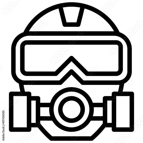 GAS MASK line icon,linear,outline,graphic,illustration