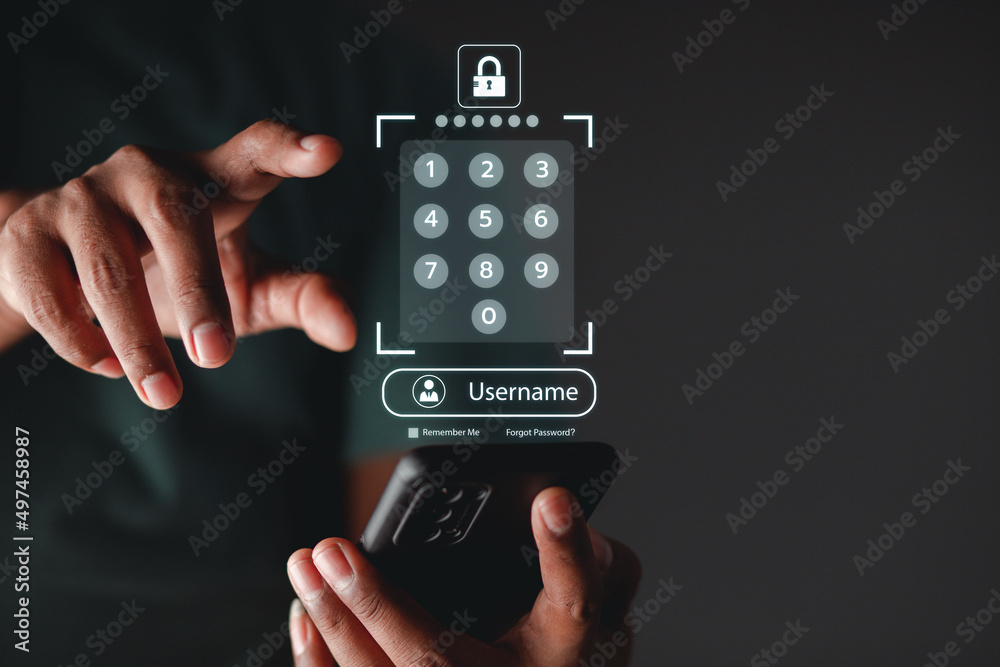 cybersecurity concept Business man shows how to protect cyber technology network from attack by hackers on the internet. Secure access to privacy through smartphones Meta protection. cybersecurity concept Business man shows how to protect cyber technology network from attack by hackers on the internet. Secure access to privacy through smartphones Meta protection.