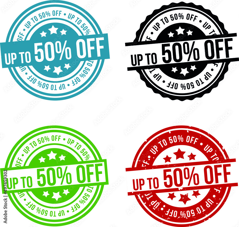 Up to 50% off Badge - Online Shopping Button
