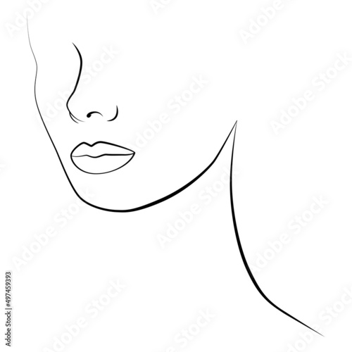 Portrait of a woman. Modern Minimalist female vector linear drawing. Portrait in a minimalist style.