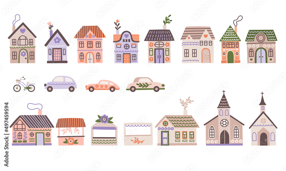 Cartoon Houses And Cars