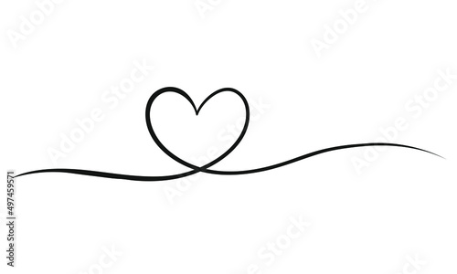 Heart Lines. Continuous heart line drawing Fancy minimalist illustration. Symbol of love One line abstract minimalist outline drawing. EPS vector illustration.