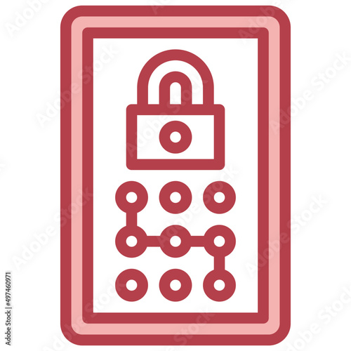 LOCK PATTERN red line icon,linear,outline,graphic,illustration