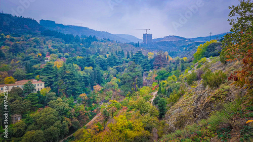 View of Botanical garden in Autumn season, Tbilisi, Georgia.