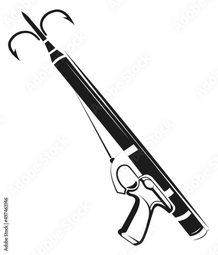 Harpoon gun icon. Whale and fish hunt weapon