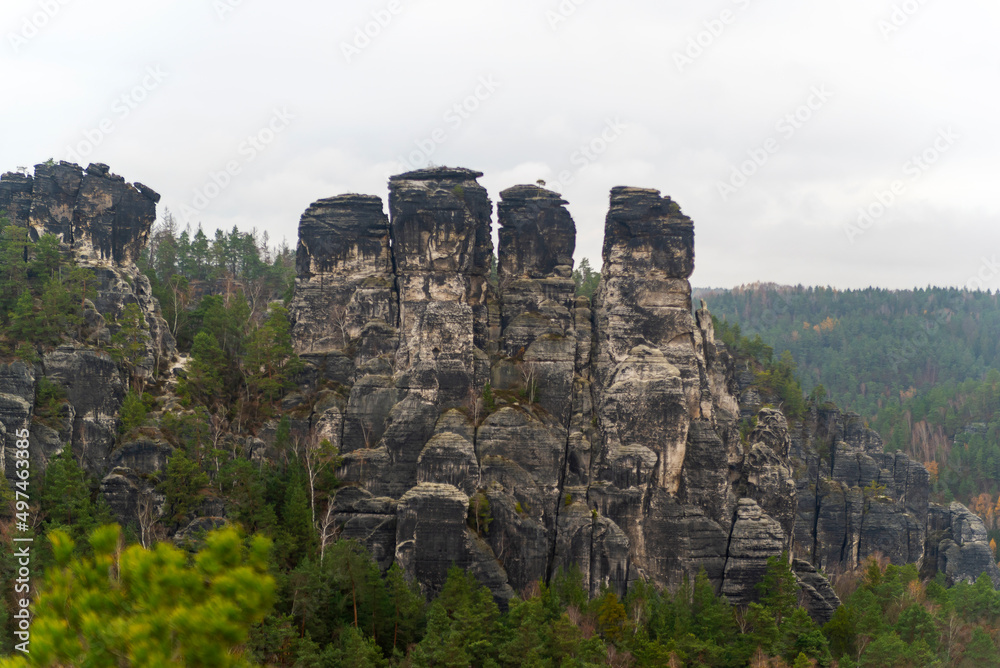 Rocks in Czech Saxony. Beautiful landscape. Rocks, stones, view, bridge, nature, national park.