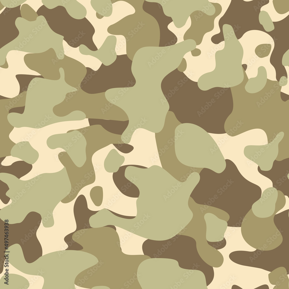 Naklejka premium Camouflage seamless pattern. Military texture of spots. Print on fabric and clothing. Vector illustration