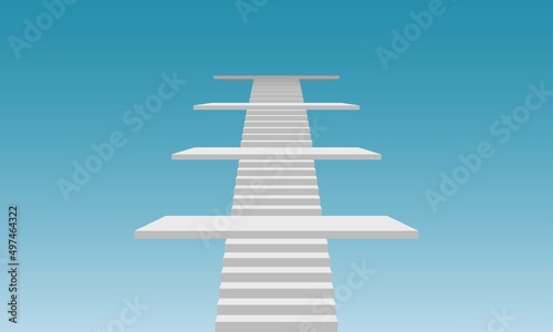 white staircase and light in the white room	