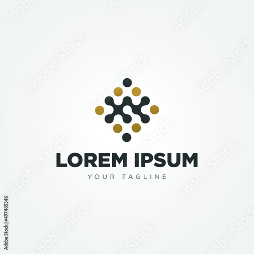 Abstract dot technology connection Molecule logo