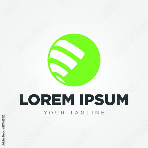 Abstract E letter sphere logo with Wi-fi internet concept telecommunications technology