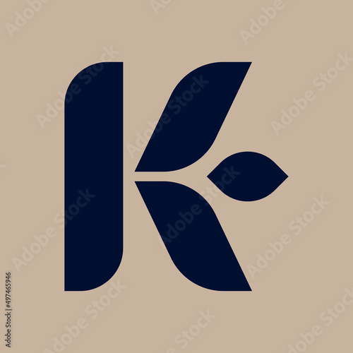 K letter grain leaf concept