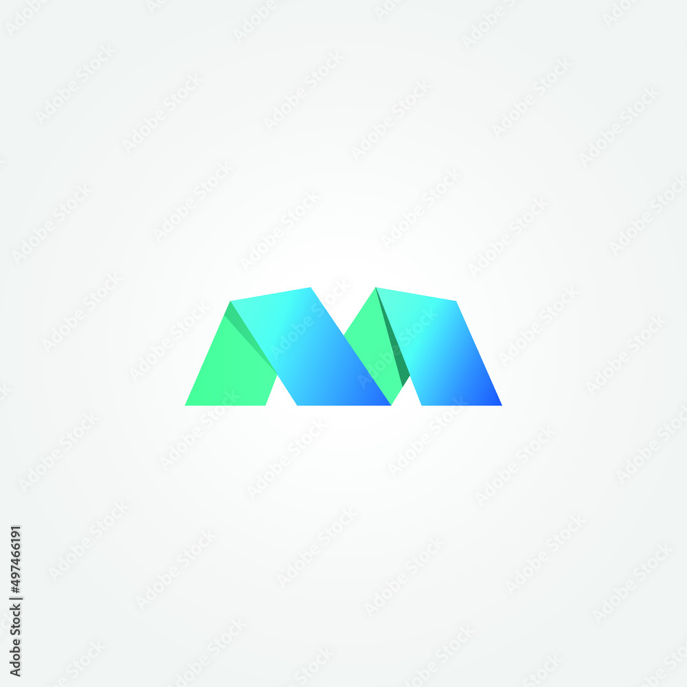 Abstract M letter Origami emblem. Design elements set for material, application, web, print, design. Origami paper stripes sign. Abstract M letter Origami emblem. Design elements set for material, application, web, print, design. Origami paper stripes sign.