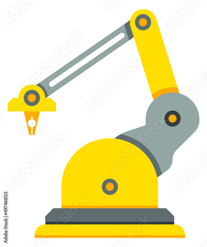 Robotic arm icon. Yellow industrial mechanical machine