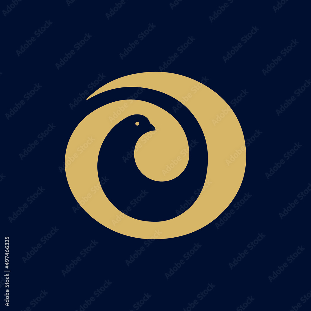 Abstract O Letter with bird in negative space minimal vector logo Abstract O Letter with bird in negative space minimal vector logo