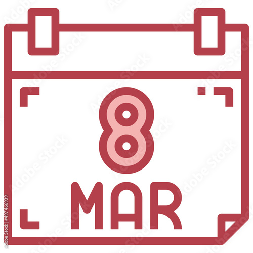 CALENDAR red line icon,linear,outline,graphic,illustration