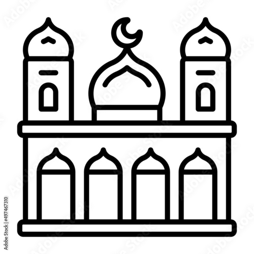 Religious Landmark vector line icon Design, Ramazan and Eid al-Fitr Symbol, Islamic and Muslims fasting Sign, Arabic holidays celebration stock illustration, Muslim Mosque Concept,