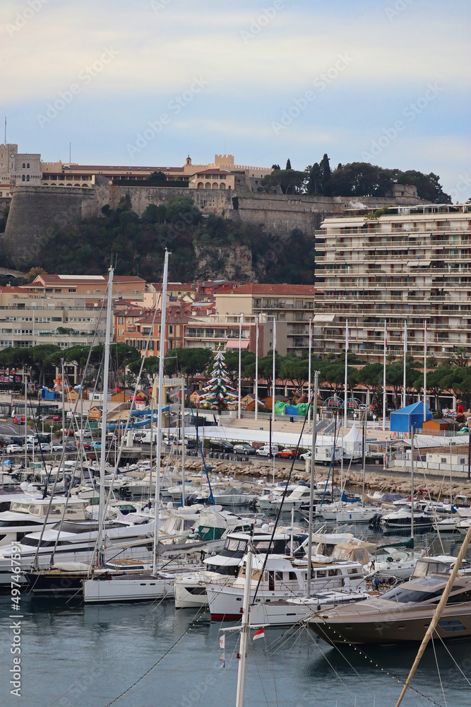 View of the city center and the harbor of Monaco