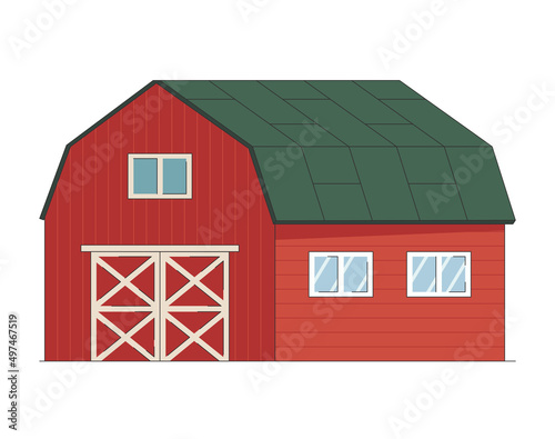 Red wooden big barn isolated on the farm