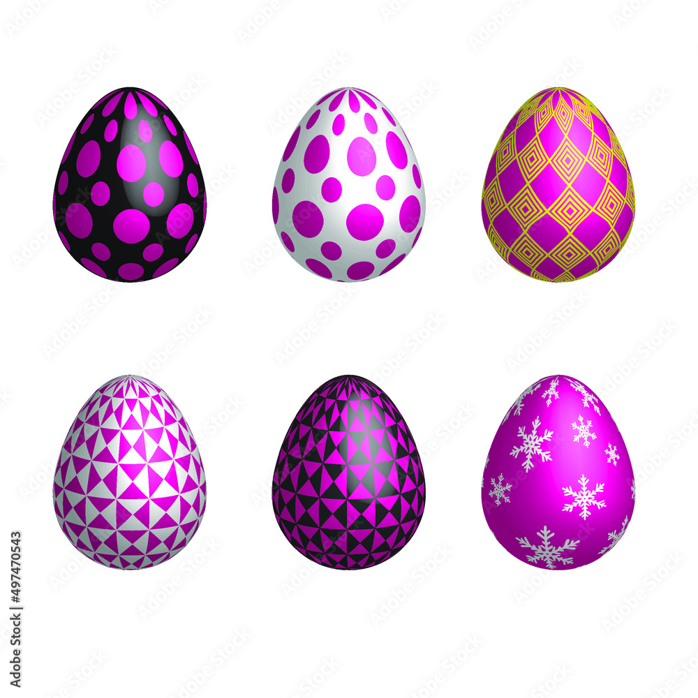 Happy Easter Day. 3D Easter eggs. Colorful Easter eggs on white background. Happy Easter Day. 3D Easter eggs. Colorful Easter eggs on white background.