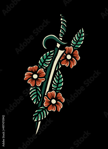 vector knife with rose flower concept
