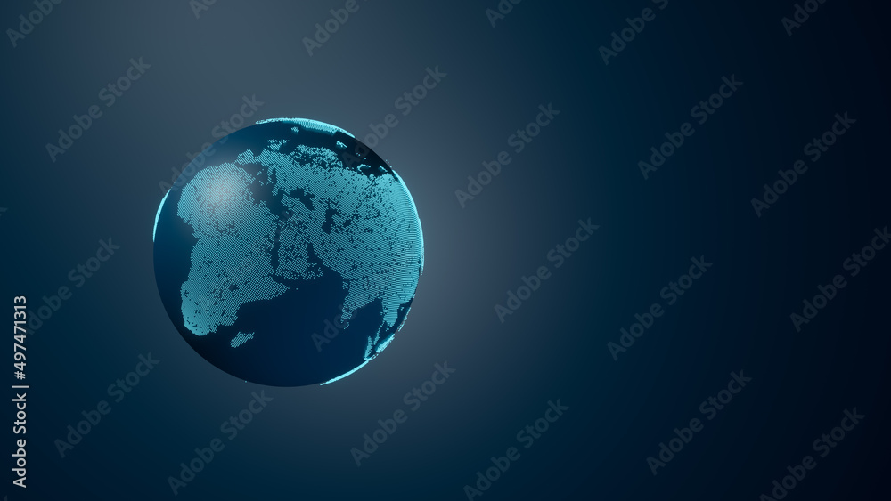 The Earth's holographic ball on a blue background. 3d illustration The Earth's holographic ball on a blue background. 3d illustration