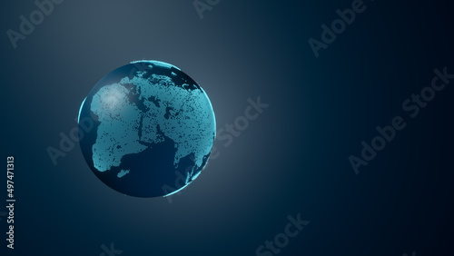 The Earth's holographic ball on a blue background. 3d illustration