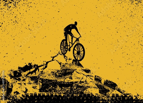 Offroad landscape poster background. Editable vector illustration
