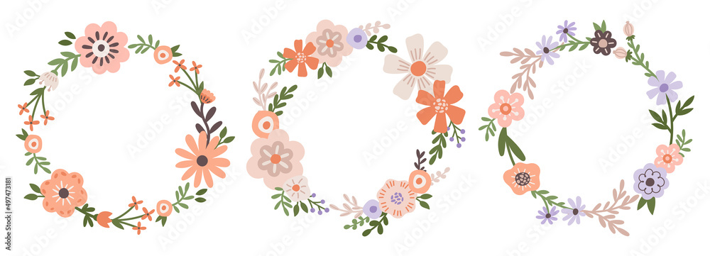 Fototapeta premium Minimalistic Flowers Wreaths