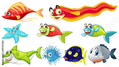 Sea animals cartoon collection
