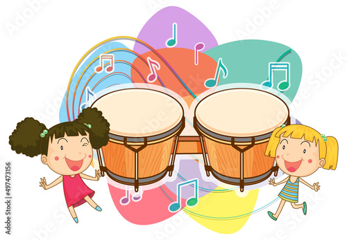 Cute cartoon character with music instrument