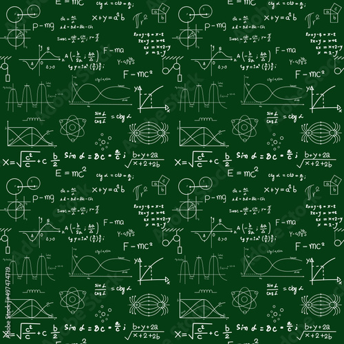 Hand drawn physic formula Science knowledge education. Chemical formula and physics , math formula and physics vector, white background, hand drawn line math and physics formula