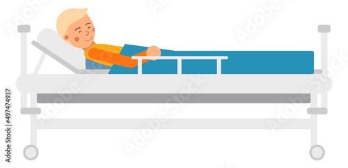 Patient lying on medical gurney. Hospital medical treatment
