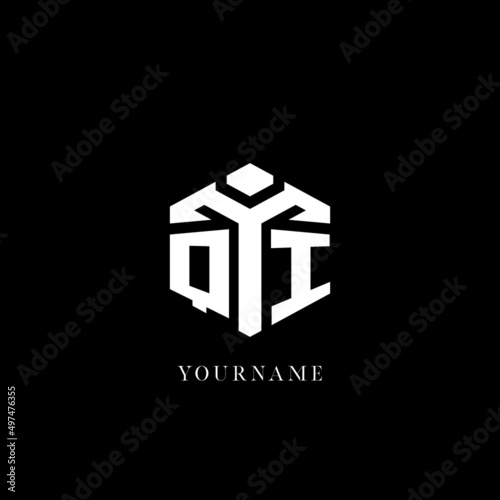 Initial QI logo hexagon shape geometric style