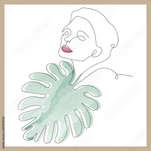 the face and the tropical leaf are one line