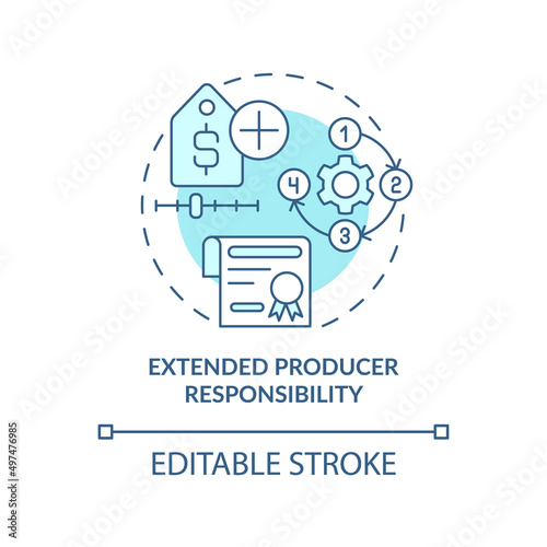 Extended producer responsibility turquoise concept icon. Area of industrial ecology abstract idea thin line illustration. Isolated outline drawing. Editable stroke. Arial, Myriad Pro-Bold fonts used