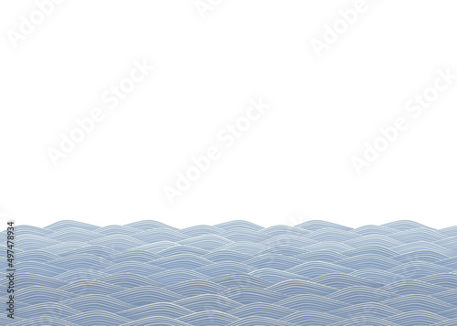 日本の伝統模様。穏やかな海の青海波のイラスト