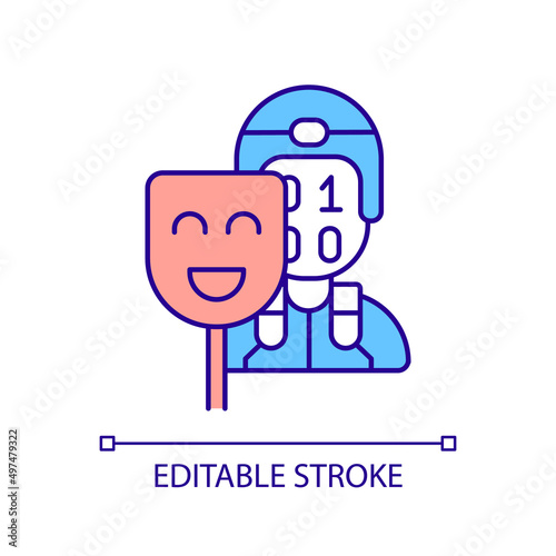Military deception RGB color icon. Military conflict tactic. Adversary misinfrmation and mislead. Isolated vector illustration. Simple filled line drawing. Editable stroke. Arial font used