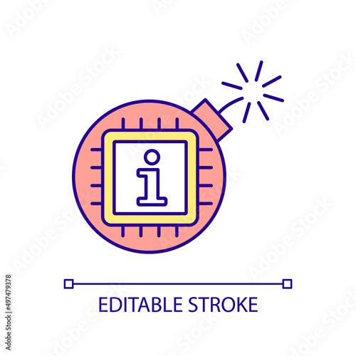 Shocking information RGB color icon. Psychological warfare. Influencing and persuading facts. Isolated vector illustration. Simple filled line drawing. Editable stroke. Arial font used