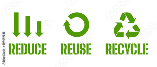 Reduce Reuse Recycle arrow icons and texts.