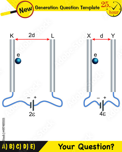 Physics, parallel plate capacitor in circuit, Capacitors, circuit elements, next generation question template, exam question, eps
