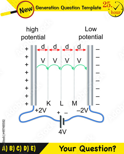 Physics, parallel plate capacitor in circuit, Capacitors, circuit elements, next generation question template, exam question, eps
