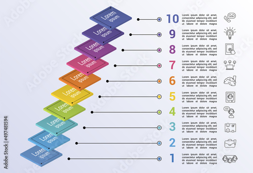 Infographic Customer Service template. Icons in different colors. Include Ivr, Solution, Touchpoint, Outsourcing and others.