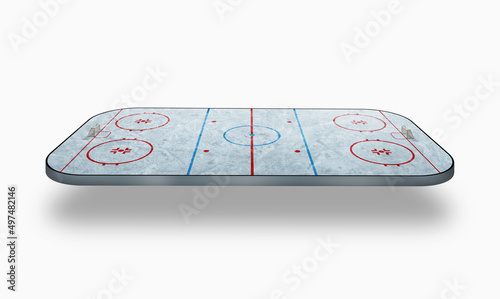 hockey field from above - texture background. 3D in cell phone form