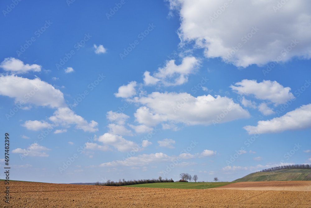 vivid blue sky with clouds over an acre in the Ludwigsburg county, Germany