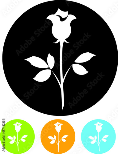 Rose vector icon isolated. Flower shop sign or logo