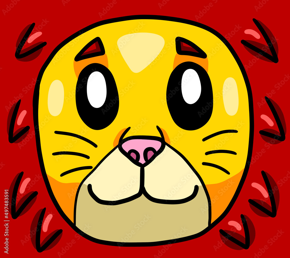 Stylized Cute Lion Face Background Stylized Cute Lion Face Background